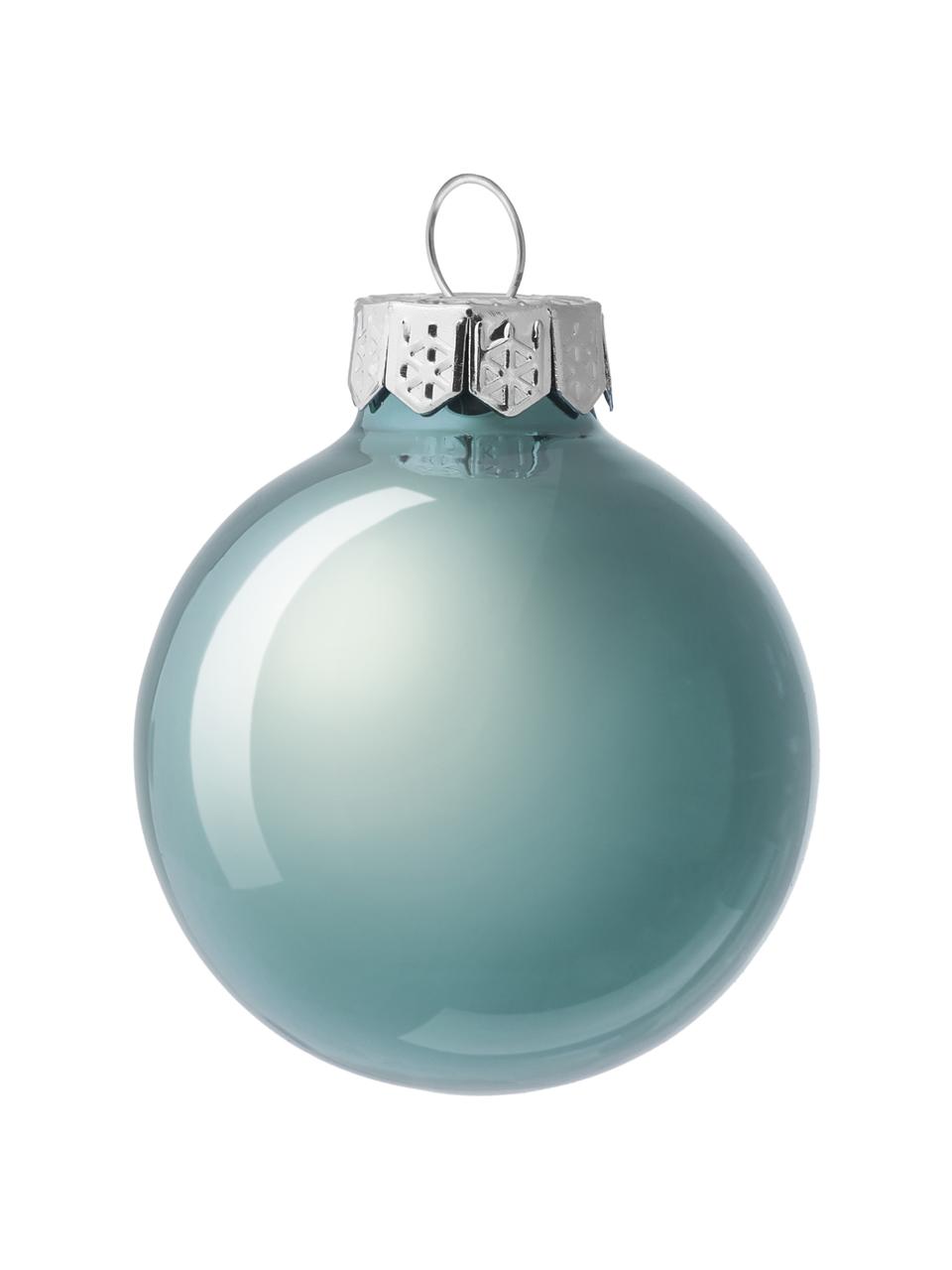 Weihnachtskugeln Evergreen matt/glänzend, verschiedene Grössen, Hellblau, Ø 8 cm, 6 Stück