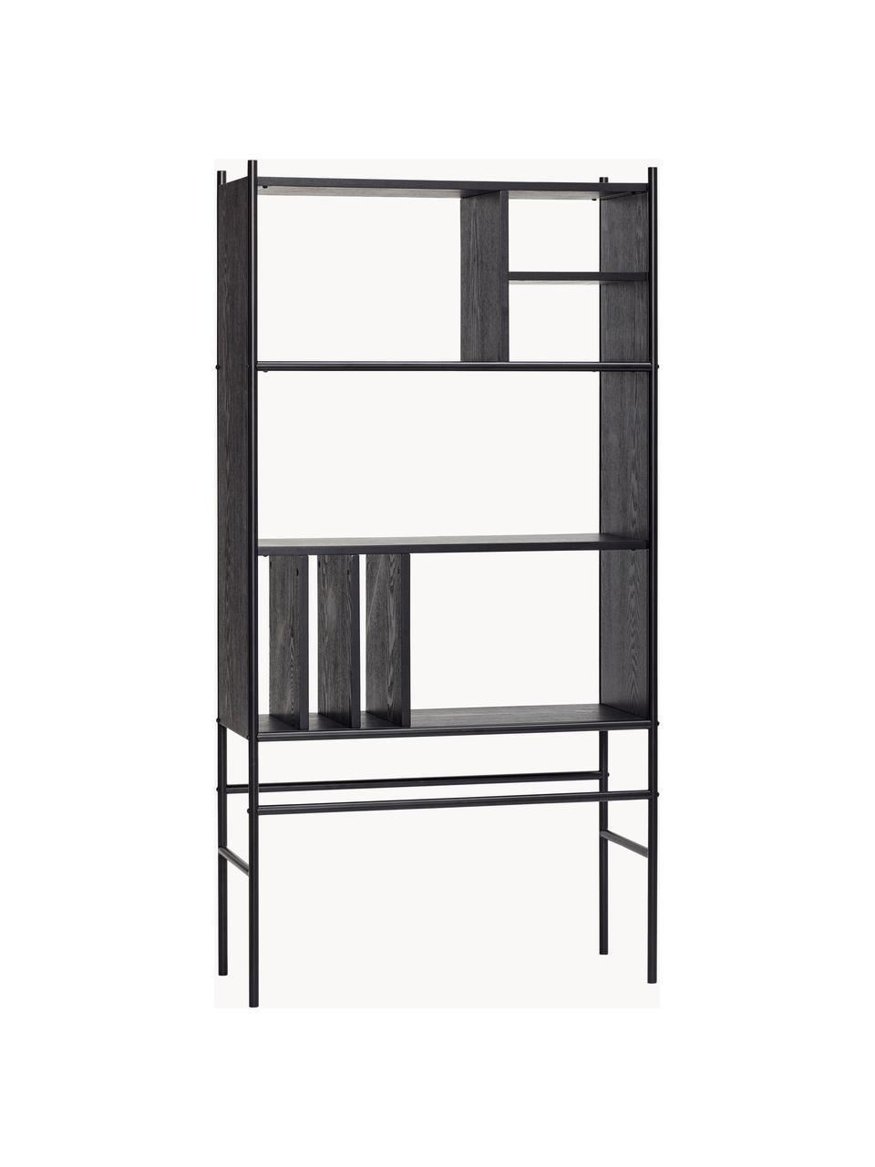 Estantería Divide, Madera de fresno, madera de eucalipto, metal, Negro, An 79 x Al 160 cm