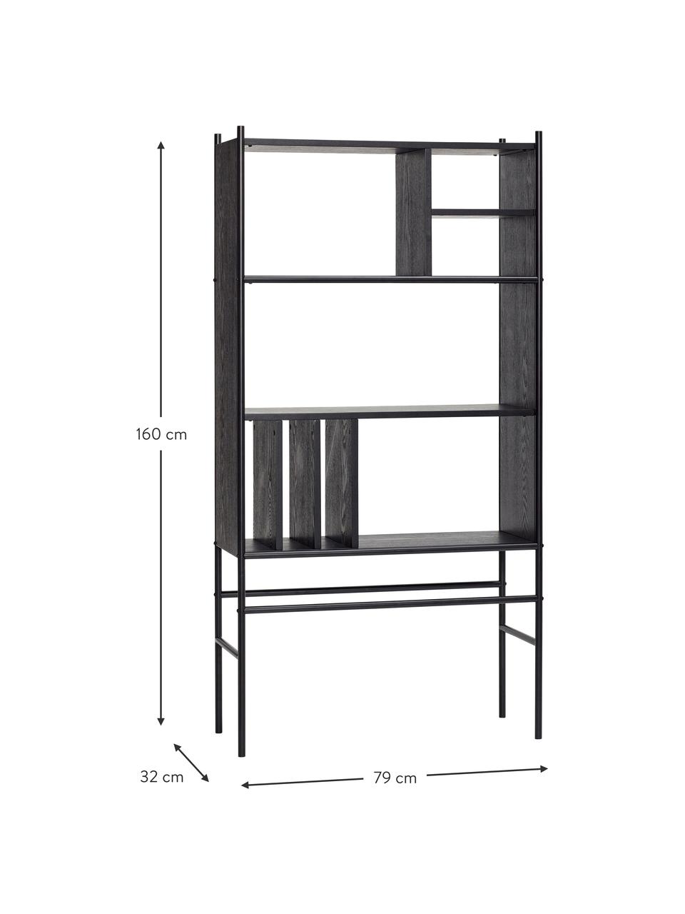 Estantería Divide, Madera de fresno, madera de eucalipto, metal, Negro, An 79 x Al 160 cm