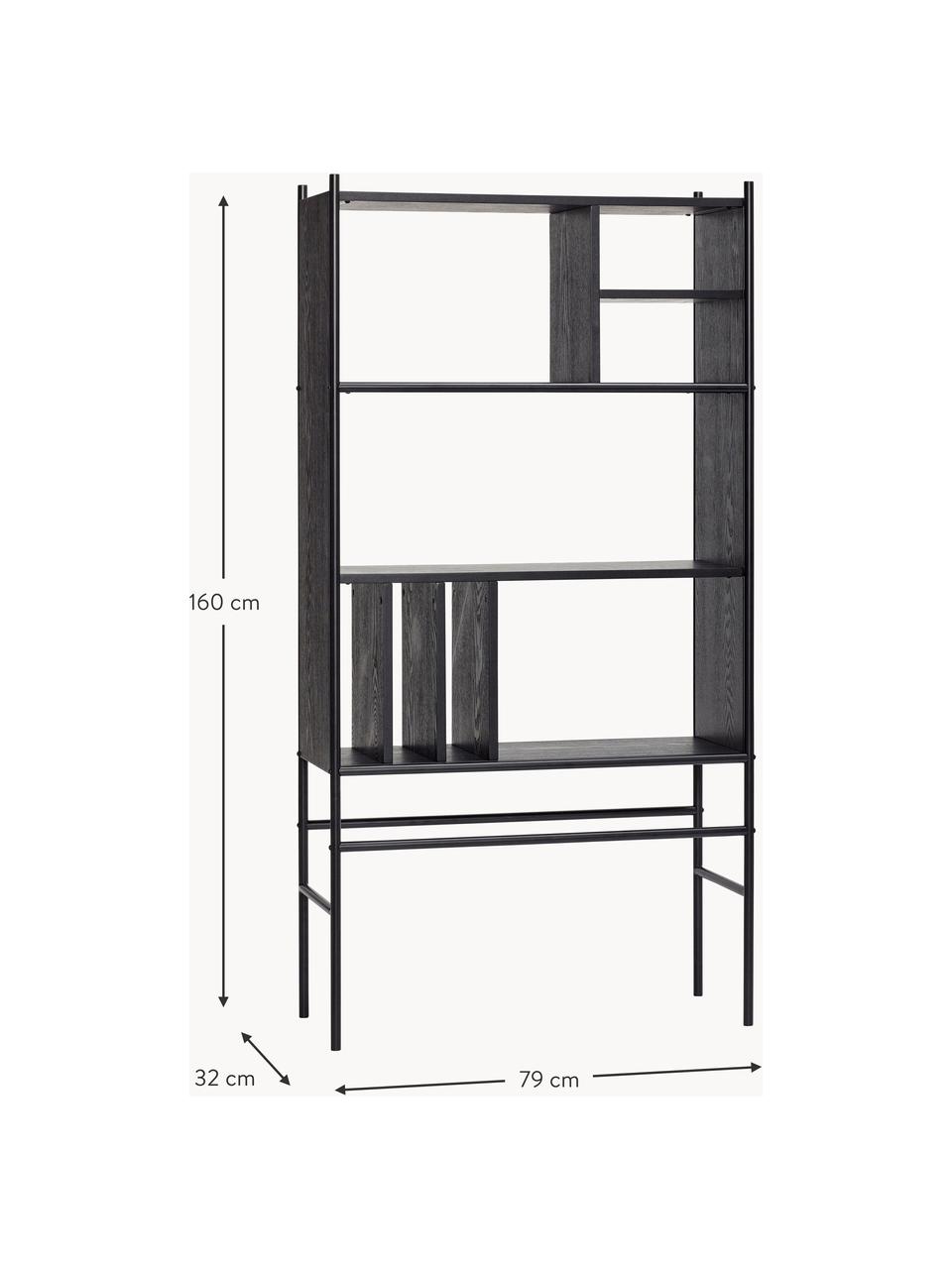 Regal Divide, Eschenholz, Eukalyptusholz, Metall

Dieses Produkt wird aus nachhaltig gewonnenem, FSC®-zertifiziertem Holz gefertigt., Schwarz, B 79 x H 160 cm