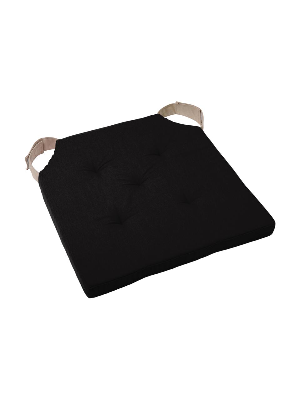 Coussin de chaise 40x40 noir Duo, Noir, beige