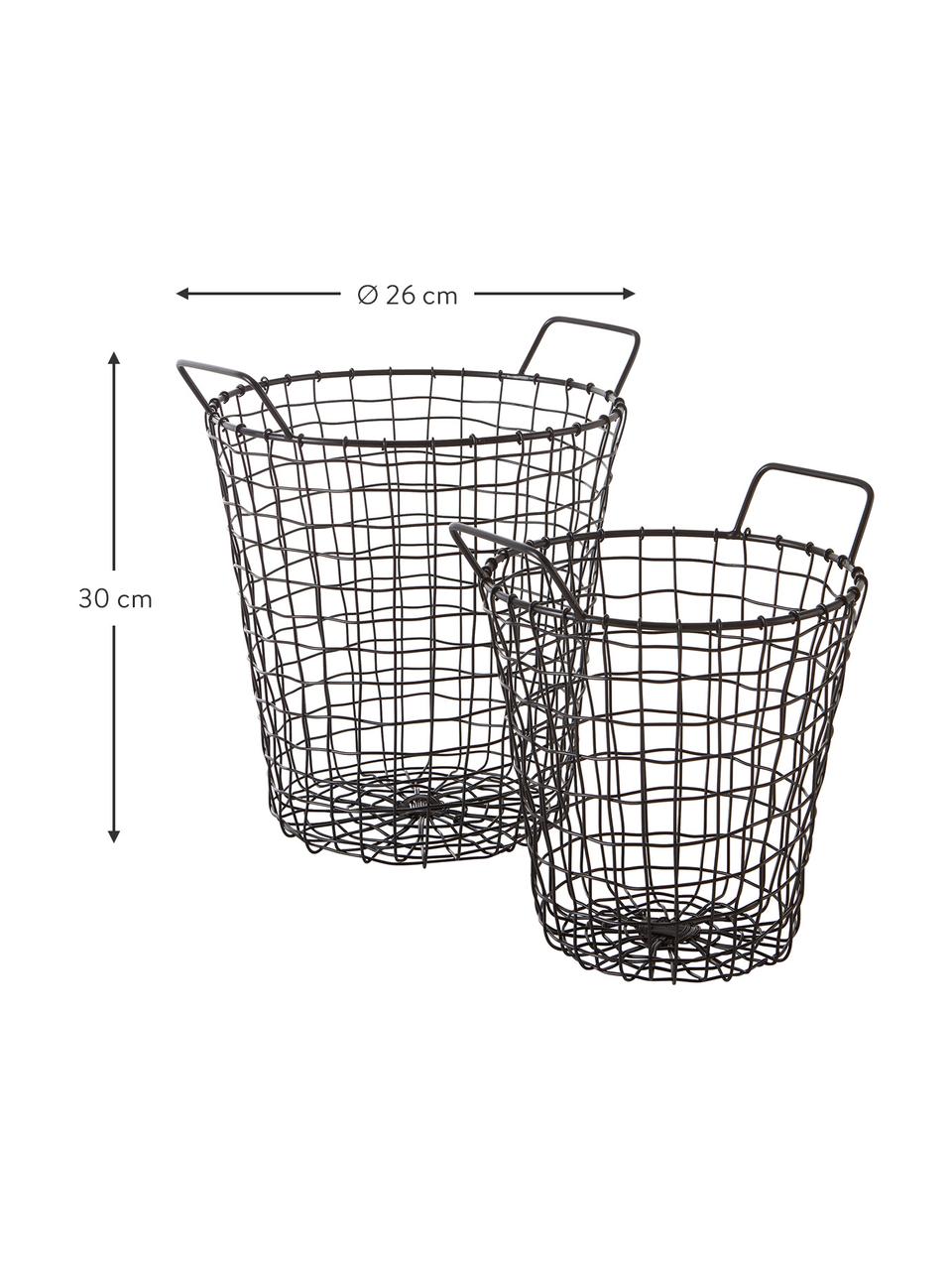 Set 2 cesti neri Axån, Metallo rivestito, Nero, Set in varie misure