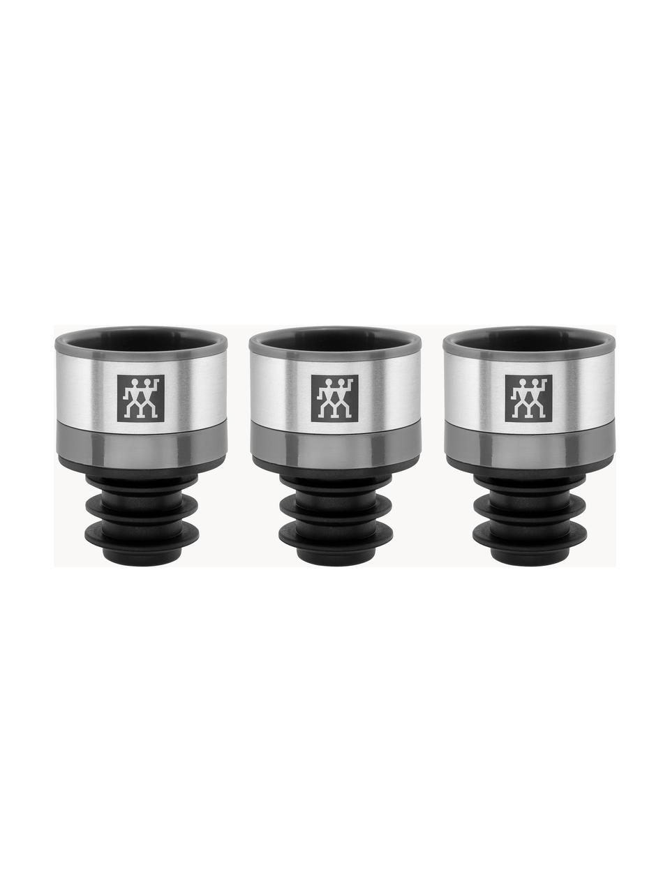 Vakuum-Weinverschluss-Set Fresh & Save aus Edelstahl, 3 Stück, Edelstahl, Silberfarben, Ø 3 x H 4 cm