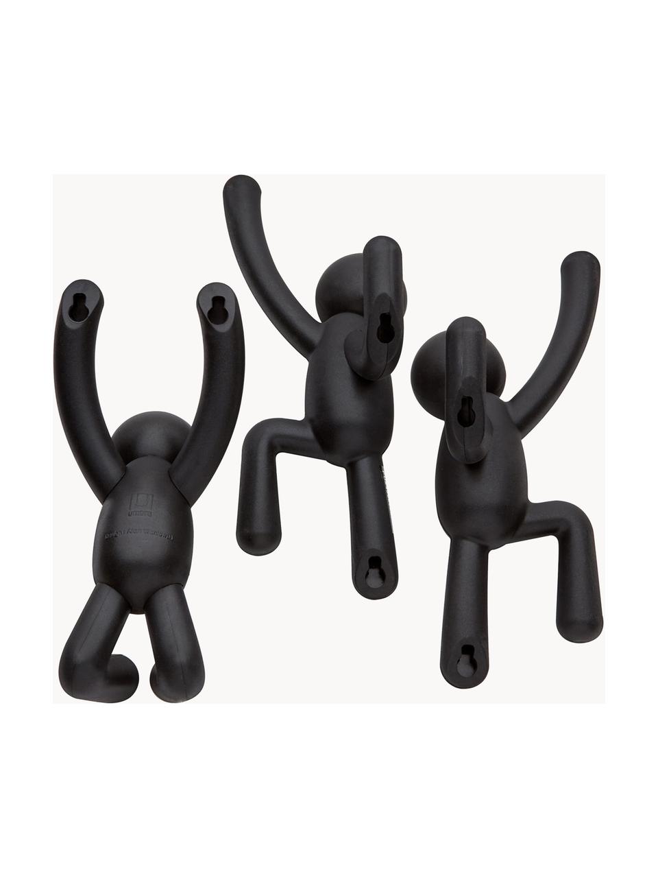 Design Wandhaken Buddy, 3er-Set, Kunststoff (ABS), Schwarz, Set mit verschiedenen Größen