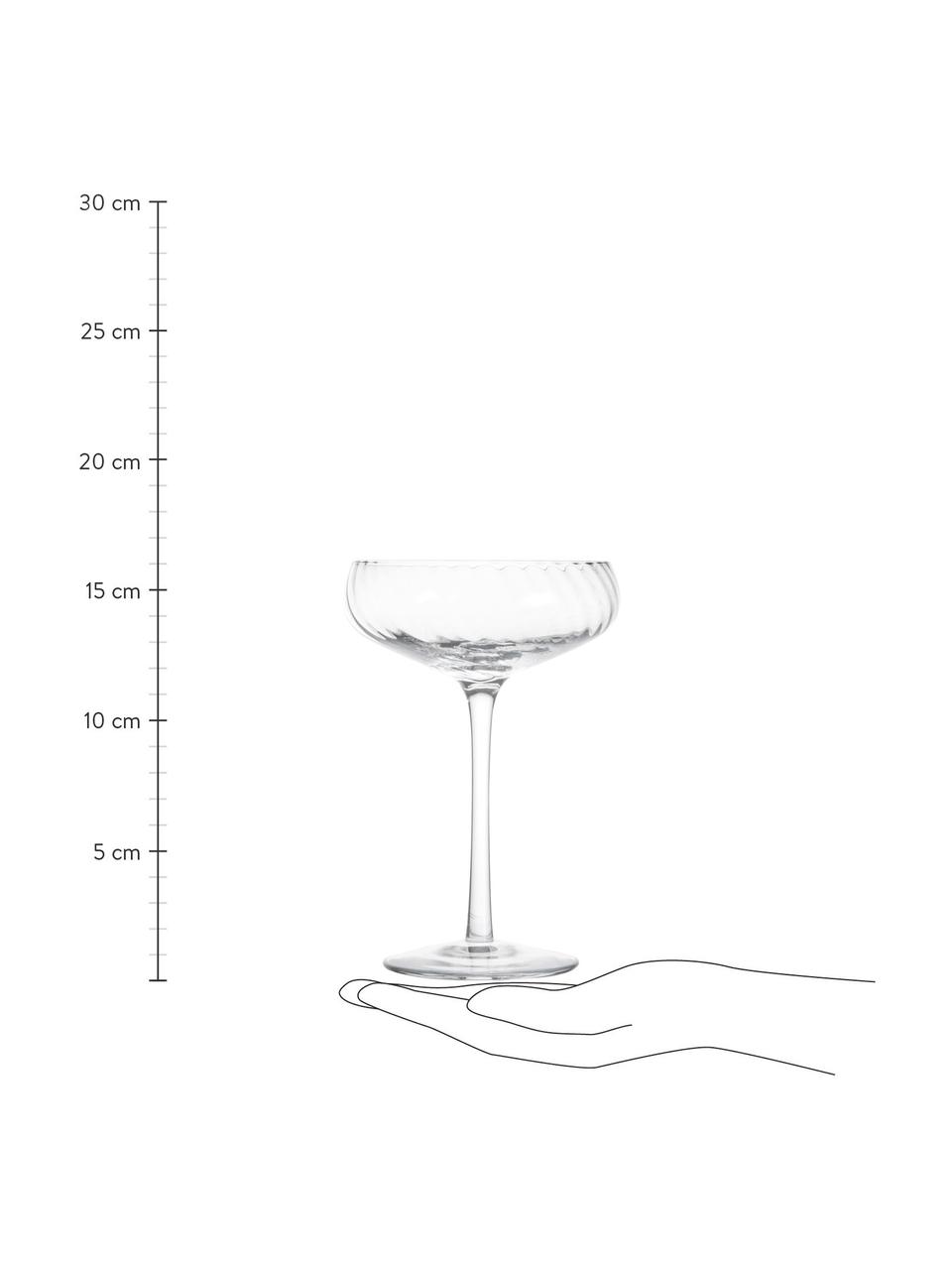 Coupe à champagne à surface rainurée Opacity, 6 pièces, Verre, Transparent, Ø 11 x haut. 16 cm, 220 ml