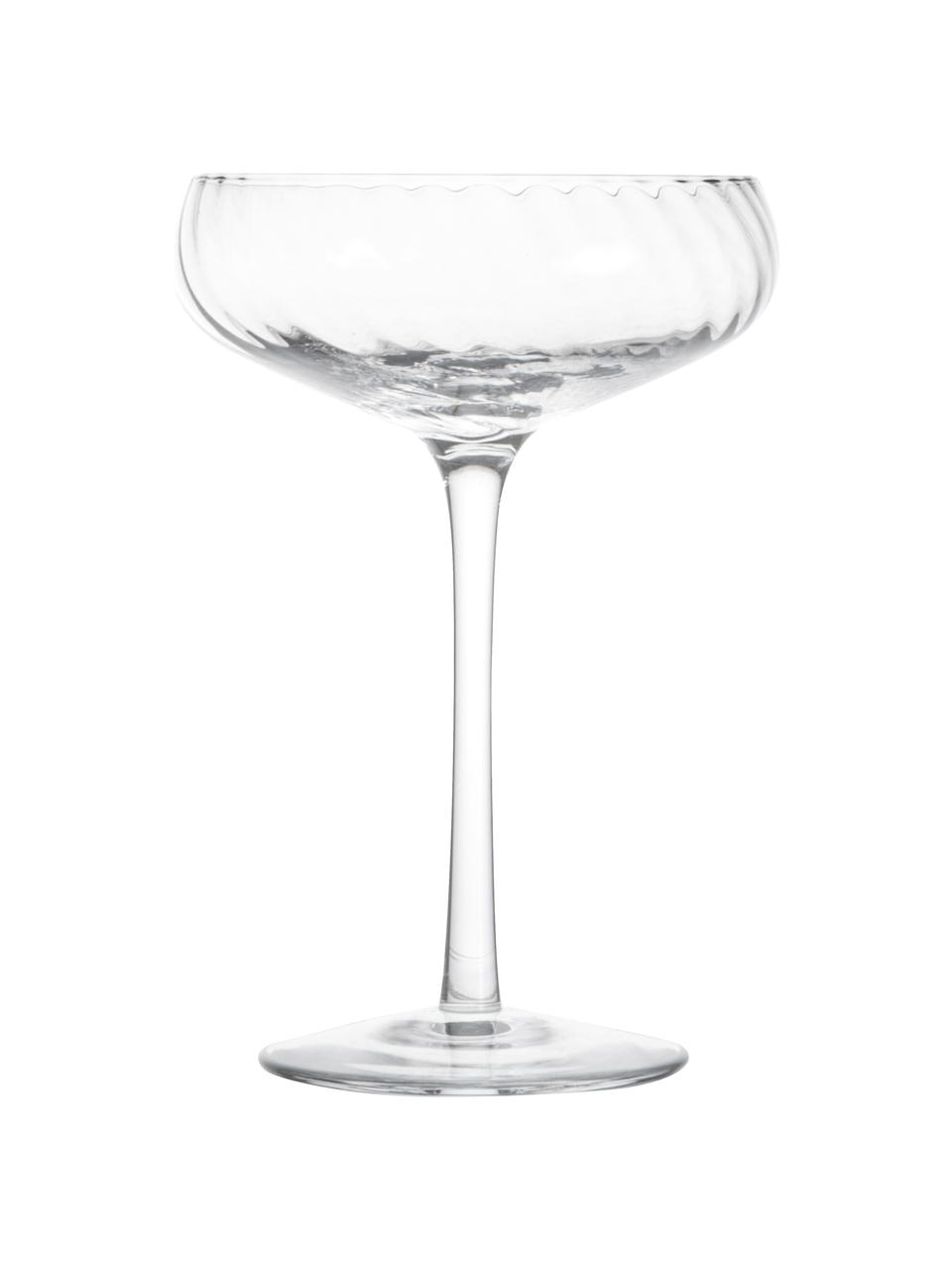 Coupe à champagne à surface rainurée Opacity, 6 pièces, Verre, Transparent, Ø 11 x haut. 16 cm, 220 ml