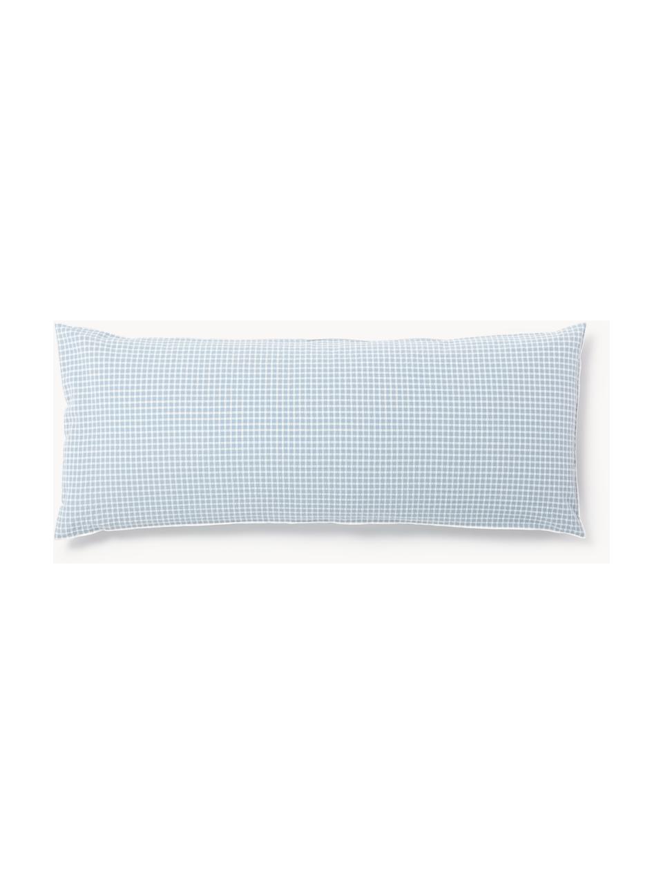 Funda de almohada de seersucker Davey, Azul claro, blanco, An 45 x L 110 cm