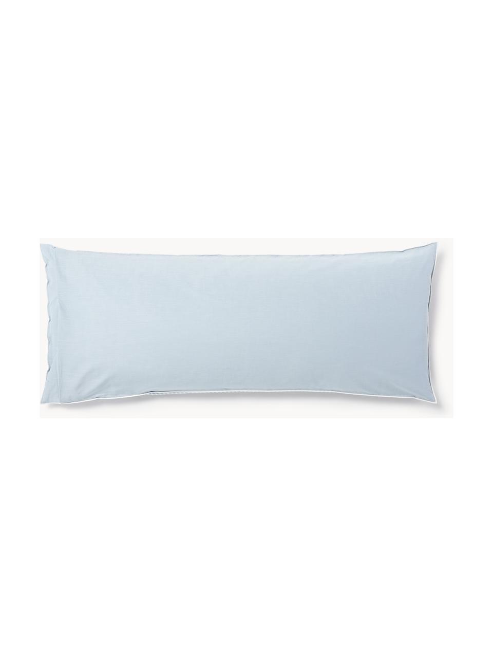 Funda de almohada de seersucker Davey, Azul claro, blanco, An 45 x L 110 cm