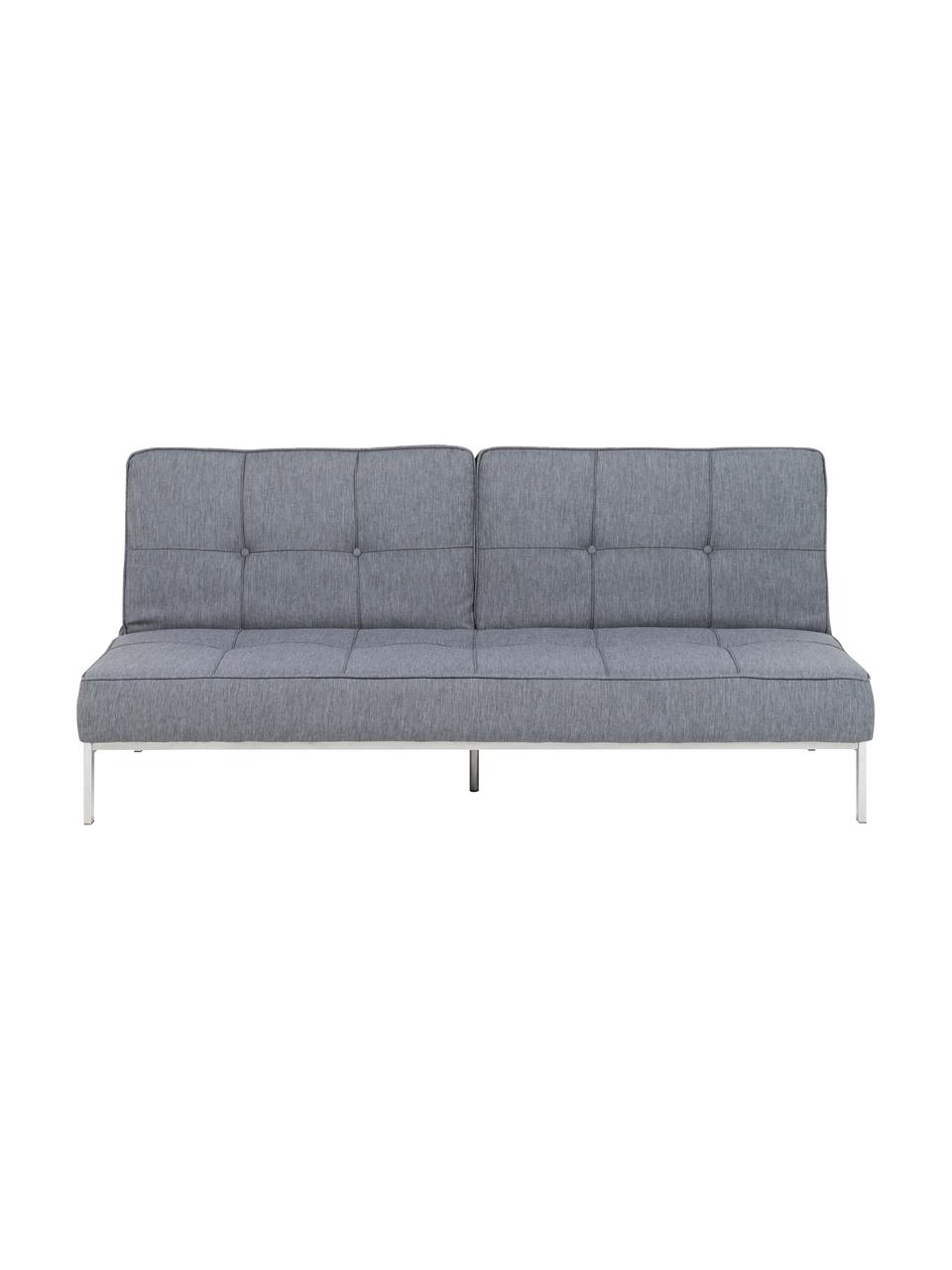 Divano letto Perugia, Rivestimento: poliestere Con 25.000 cic, Piedini: metallo verniciato, Tessuto grigio chiaro, Larg. 198 x Prof. 95 cm