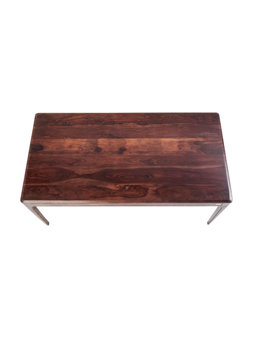 Mesa de comedor de madera maciza Brooklyn, Madera de Sheesham barnizado ecualizado con pintura a base de agua de color nogal, Nogal, An 200 x F 100 cm