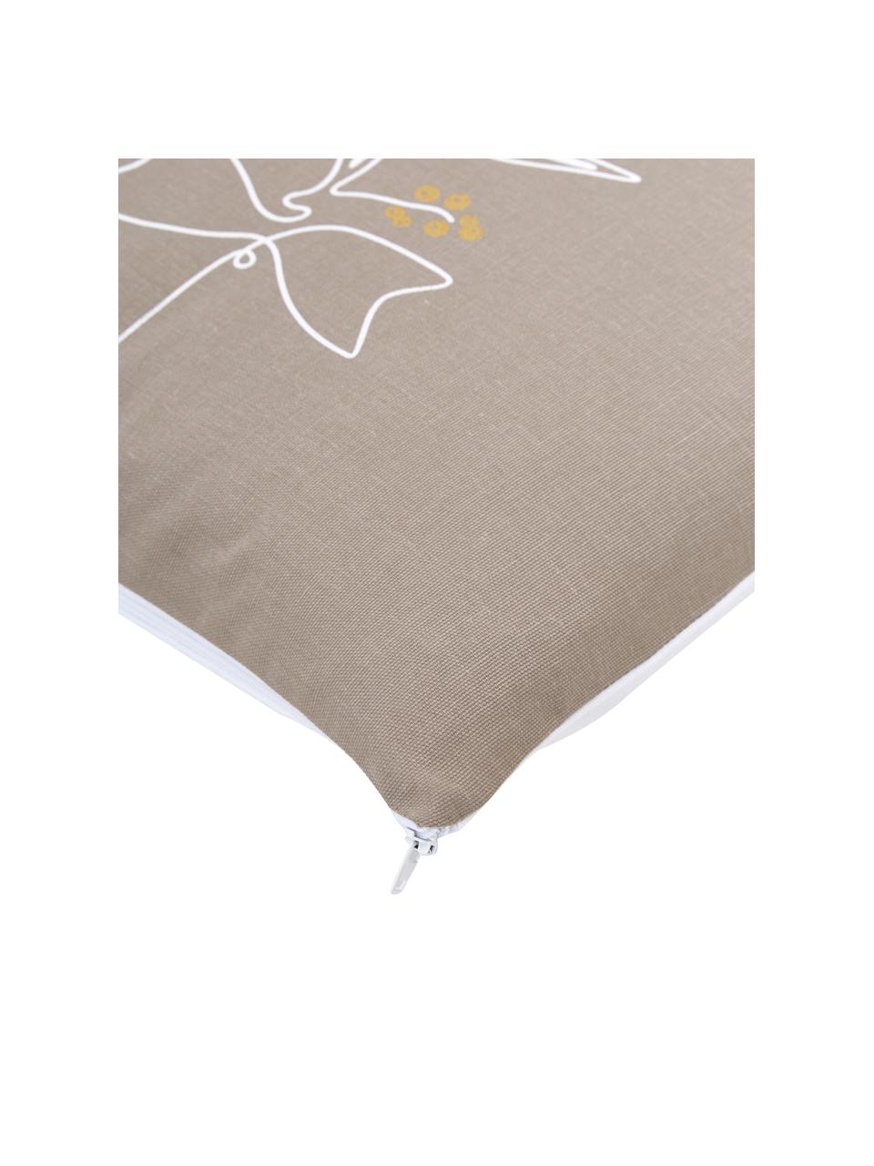 Housse de coussin beige 45x45 Lines Mistletoe, 100 % coton bio, Beige, larg. 45 x long. 45 cm