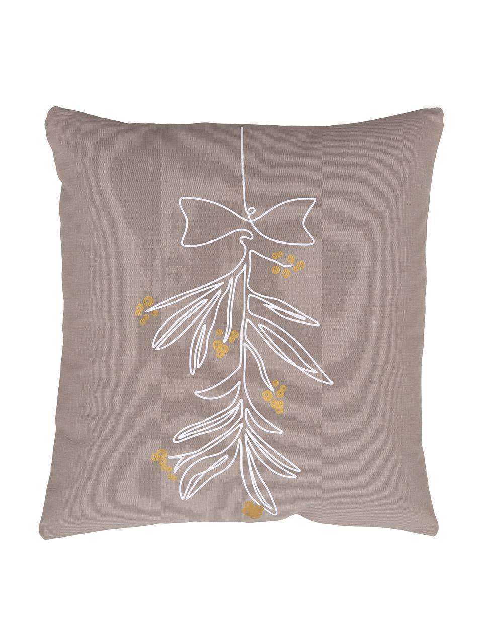 Housse de coussin beige 45x45 Lines Mistletoe, 100 % coton bio, Beige, larg. 45 x long. 45 cm