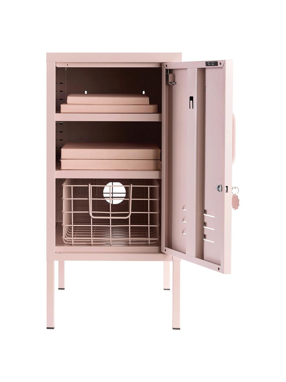 Nachttisch Shorty mit Tür, Stahl, pulverbeschichtet, Puderrosa, B 35 x H 72 cm