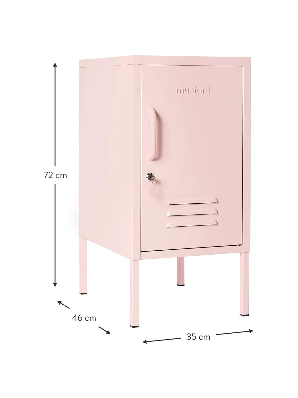 Nachttisch Shorty mit Tür, Stahl, pulverbeschichtet, Puderrosa, B 35 x H 72 cm