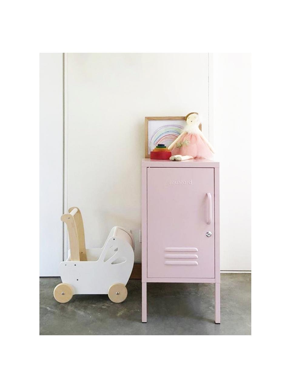 Noční stolek s dvířky Shorty, Ocel s práškovým nástřikem, Pudrově růžová, Š 35 cm, V 72 cm