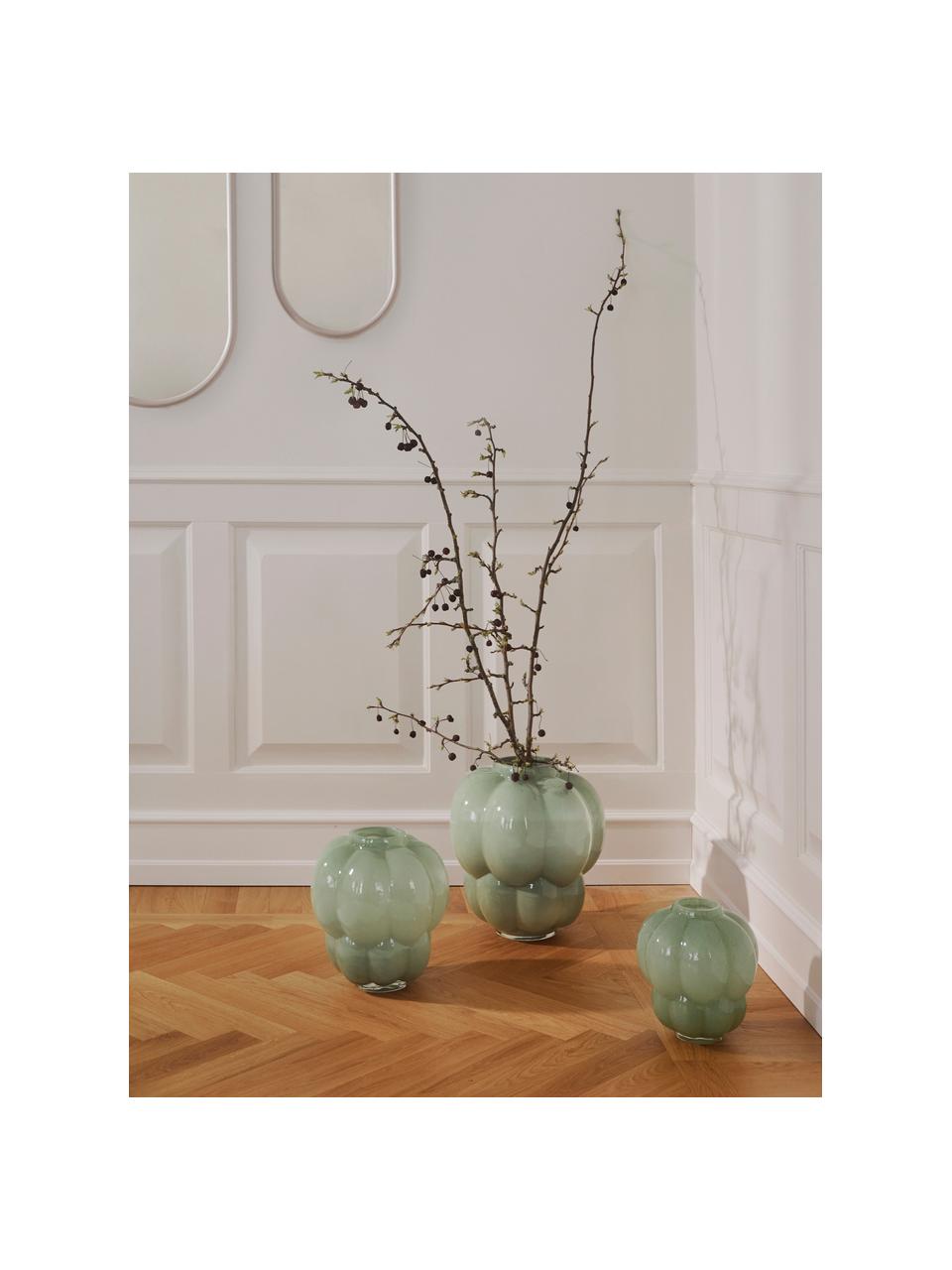 Vase en verre Uva, haut. 28 cm, Verre, Vert sauge, Ø 24 cm
