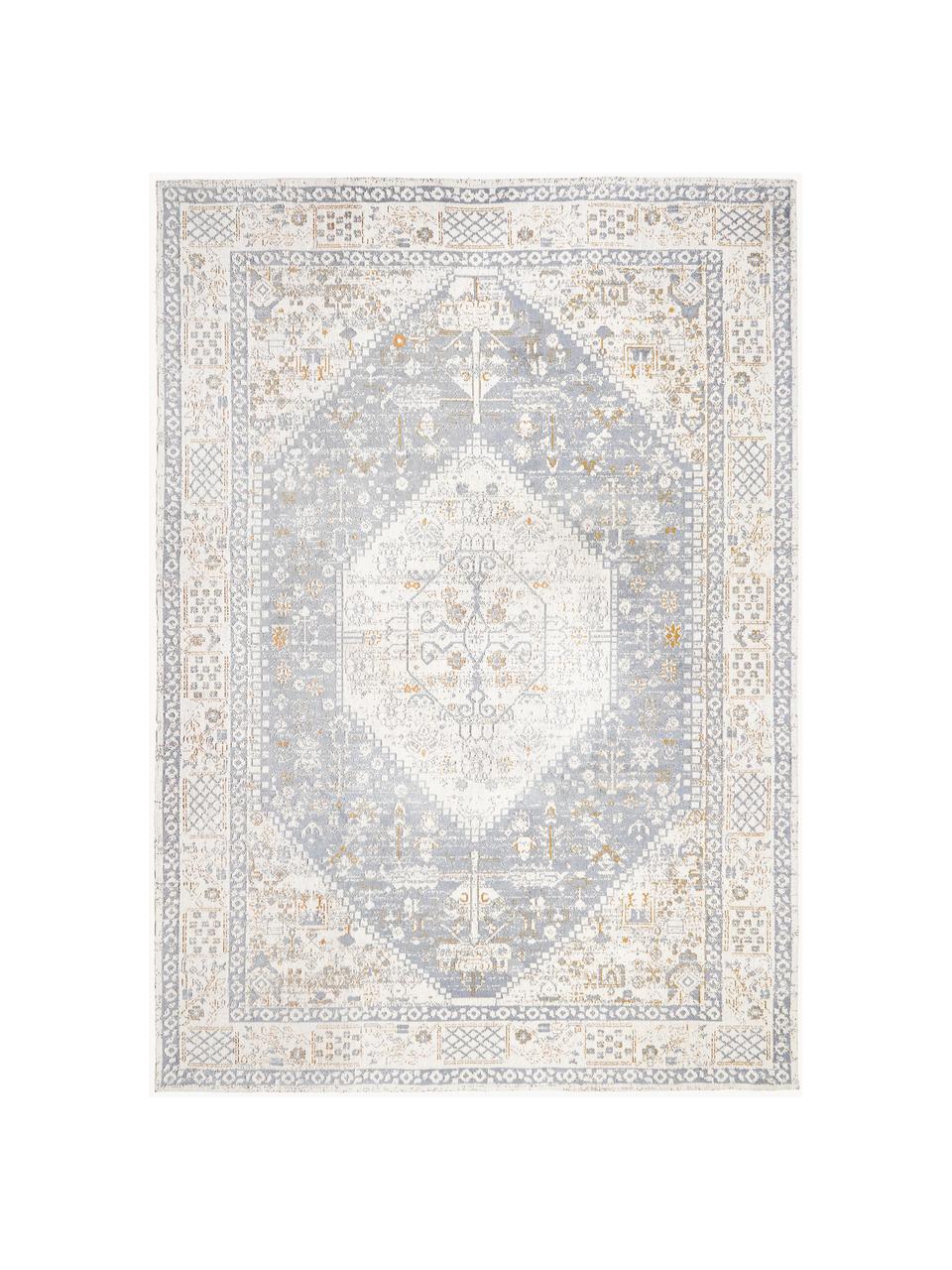 Ručne tkaný ženilkový koberec Neapel, Sivomodrá, krémovobiela, Š 300 x D 400 cm (veľkosť XL)