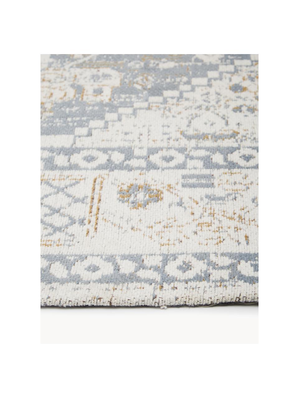 Ručně tkaný žinylkový koberec Neapel, Šedomodrá, krémově bílá, Š 160 cm, D 230 cm (velikost M)