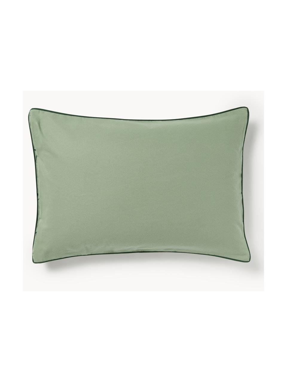 Taie d'oreiller hivernale en flanelle avec passepoil Isabelle, Vert sauge, larg. 50 x long. 70 cm