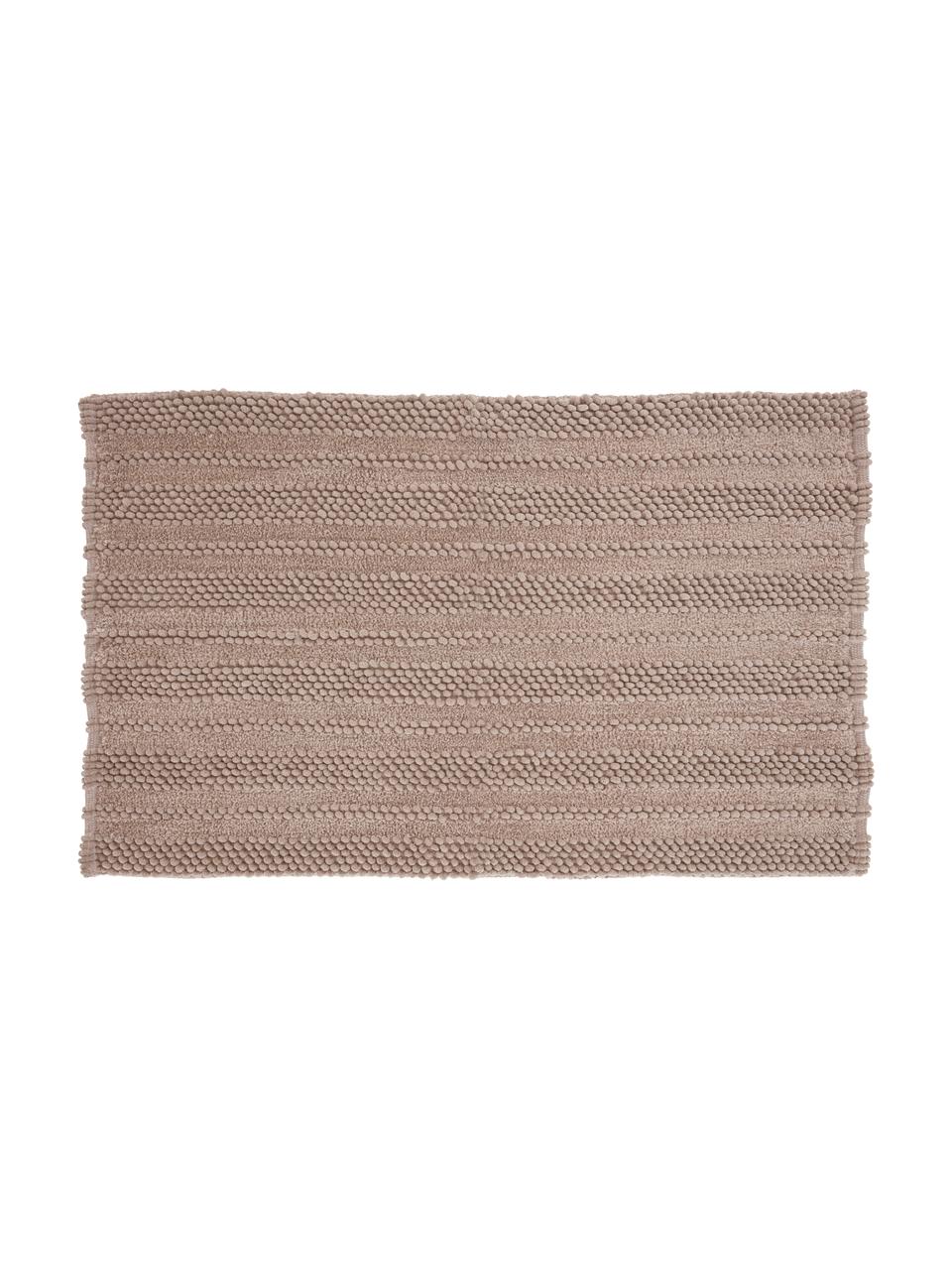 Weicher Badvorleger Nea mit Hoch-Tief-Muster in Sandfarben, verschiedene Größen, 65% Polyester, 35% Baumwolle, Sandfarben, 50 x 80 cm