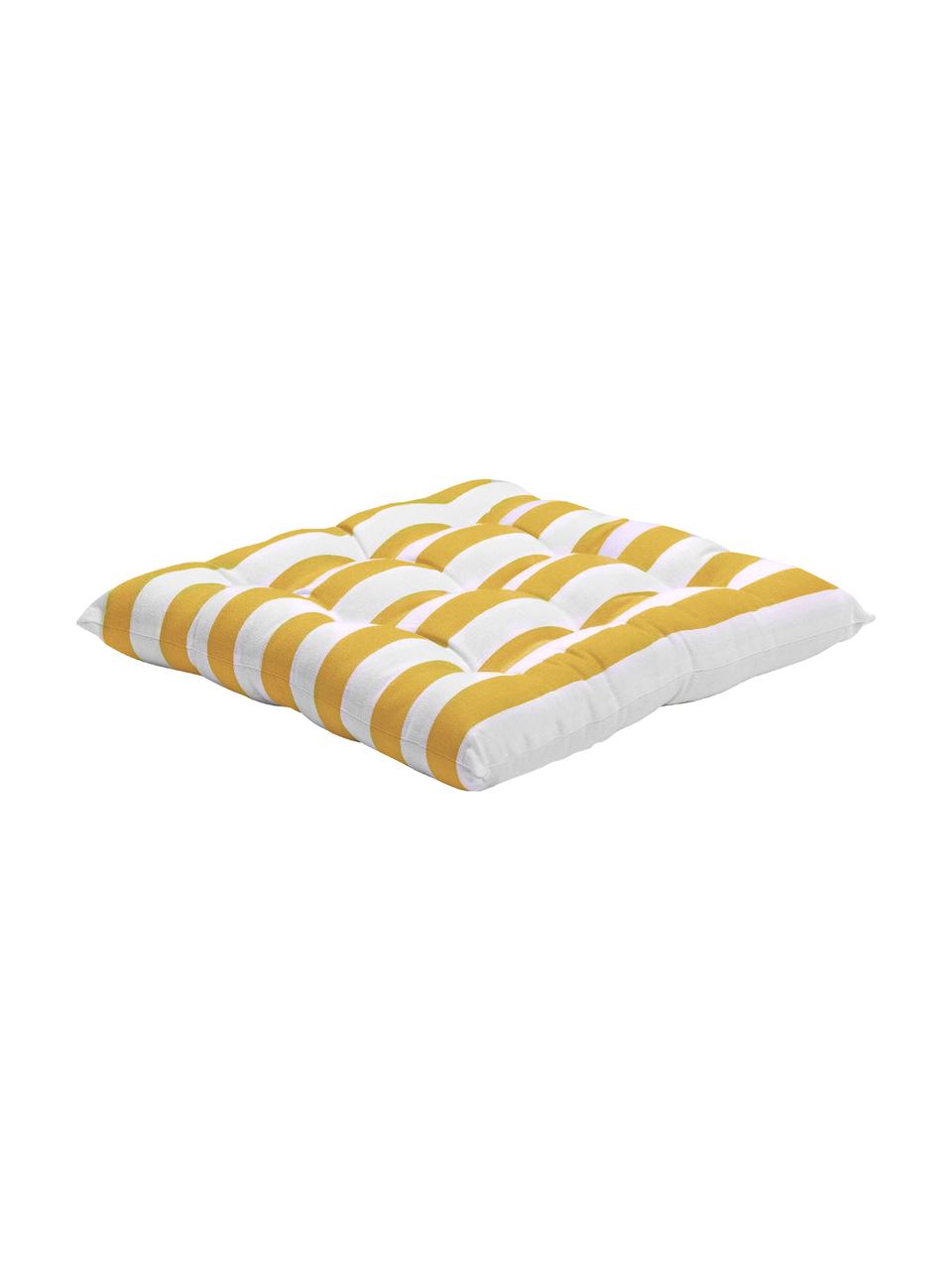 Coussin de chaise 40x40 rayures jaunes Timon, Jaune, blanc, larg. 40 x long. 40 cm