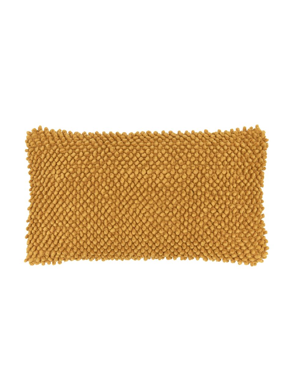Funda de cojín texturizada Indi, 100% algodón, Mostaza, An 30 x L 50 cm