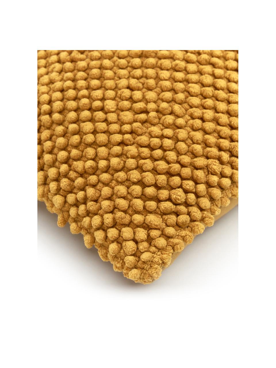 Povlak na polštář se strukturovaným povrchem Indi, Hořčičná žlutá