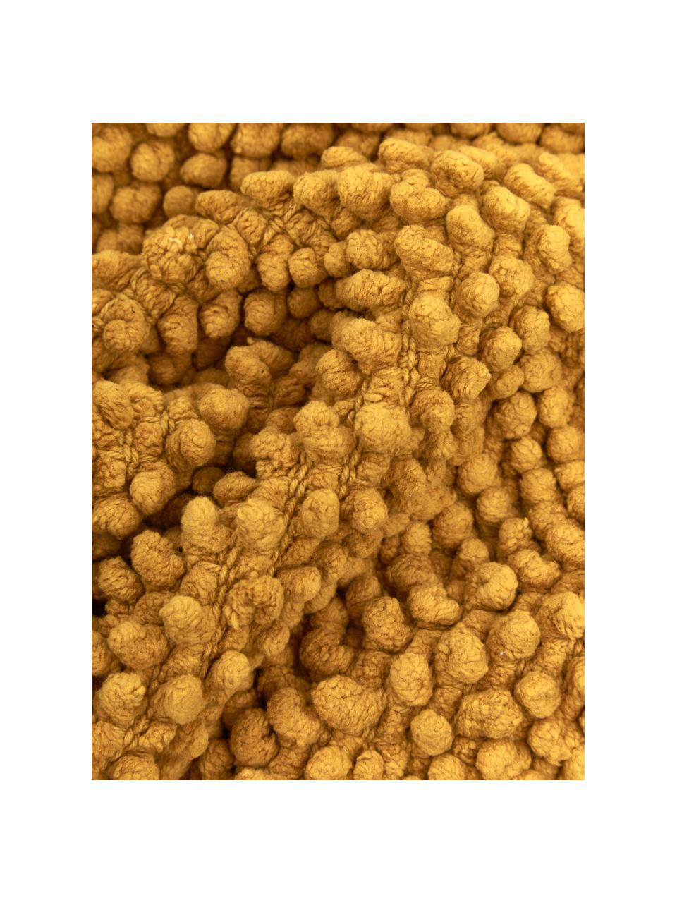 Federa arredo con superfice strutturata in cotone giallo senape Indi, 100% cotone, Giallo senape, Larg. 30 x Lung. 50 cm