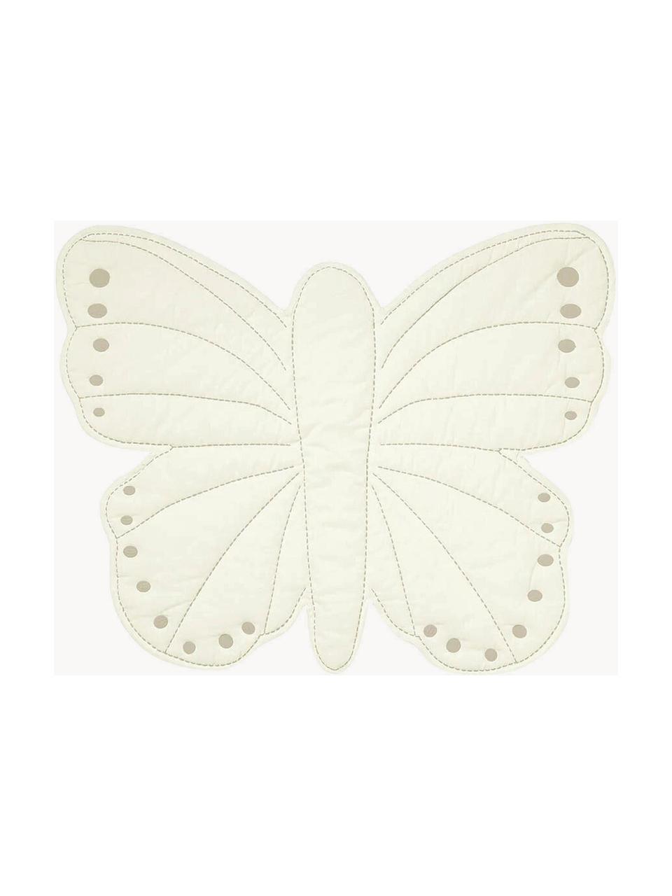 Dětská podložka na hraní z organické bavlny Butterfly, Tlumeně bílá, Š 100 cm, D 85 cm