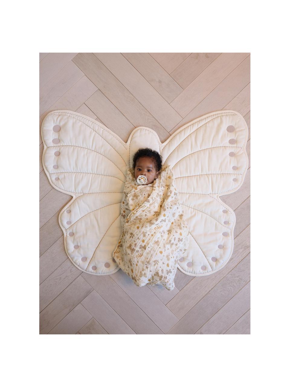 Wattierte Spieldecke Butterfly aus Bio-Baumwolle, Bezug: 100 % Baumwolle (Bio), GO, Off White, B 100 x L 85 cm