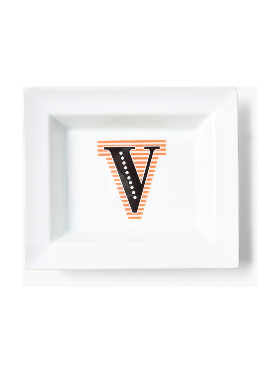 Westwing Collection x MEISSEN, handgefertigte Vide-Poche Initials mit Dekor, Porzellan, glasiert, V, B 16 x T 13 cm