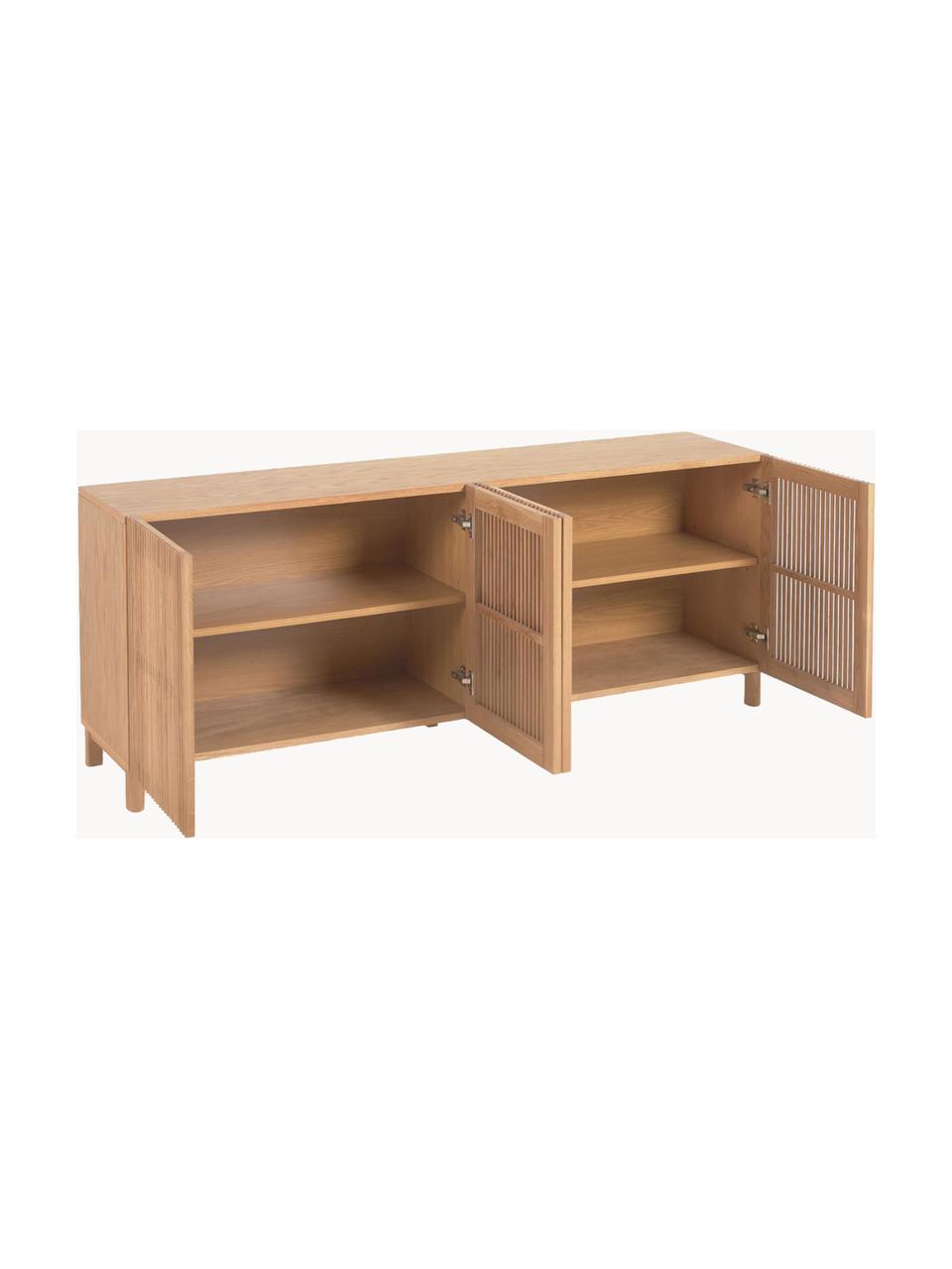 Houten dressoir Beyla, Licht hout, B 180 x H 72 cm