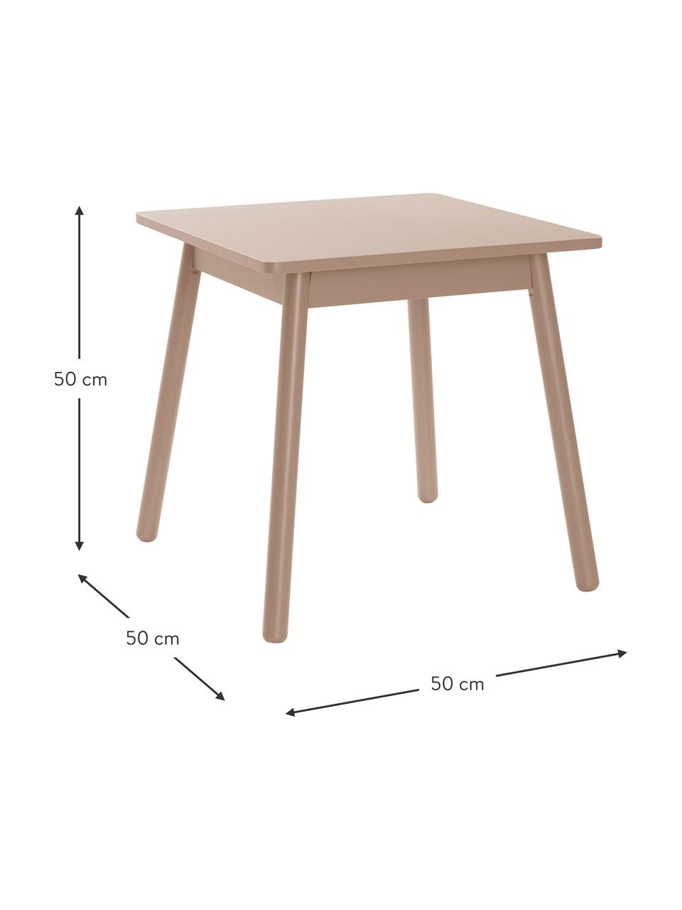 Dřevěný dětský stůl Kinna Mini, Borovicové dřevo, lakovaná MDF deska (dřevovláknitá deska střední hustoty), Růžová, Š 50 cm, V 50 cm