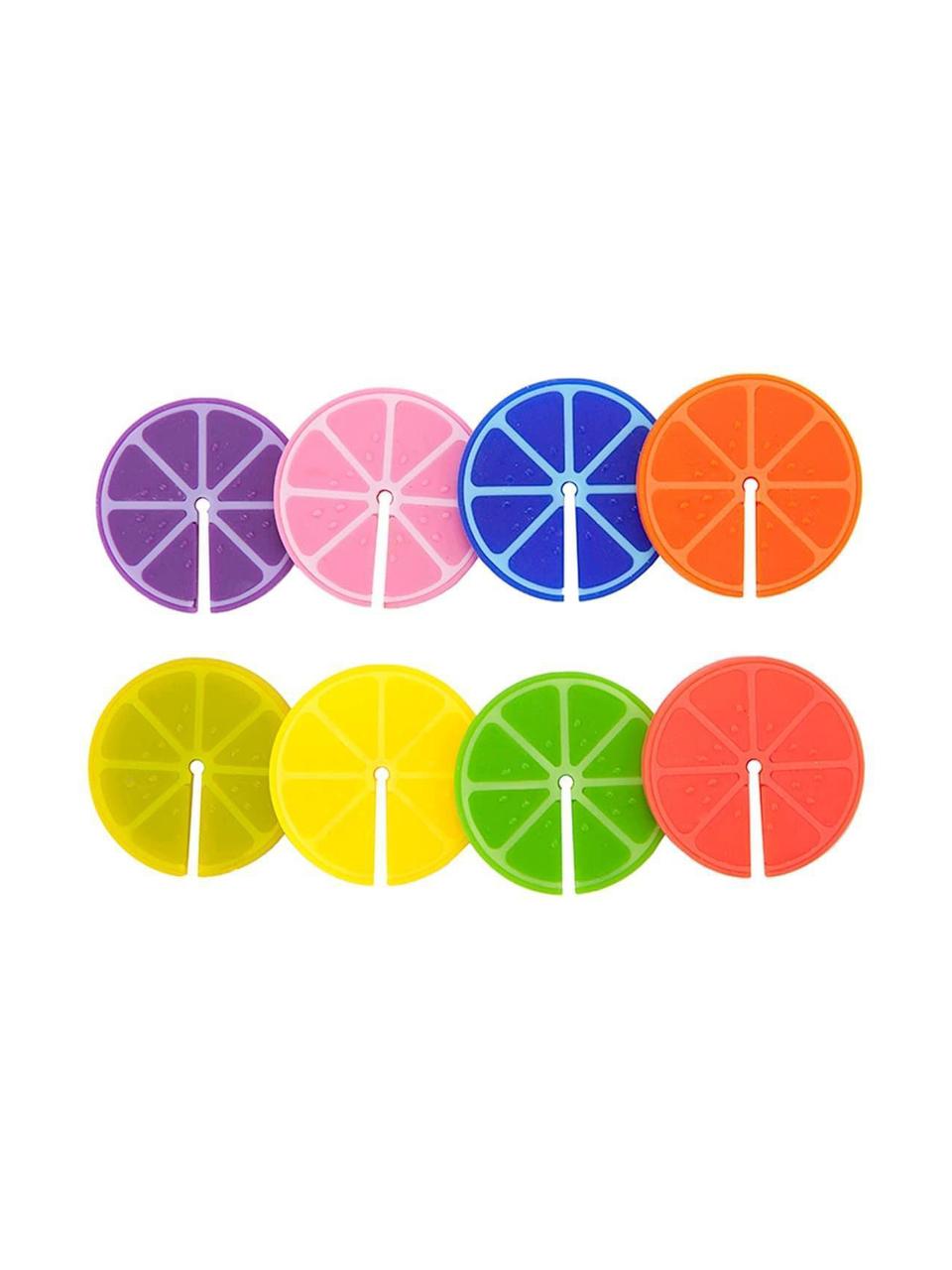 Identificadores de copas Fruit Party, 8 uds., Silicona, Multicolor, Ø 4 cm
