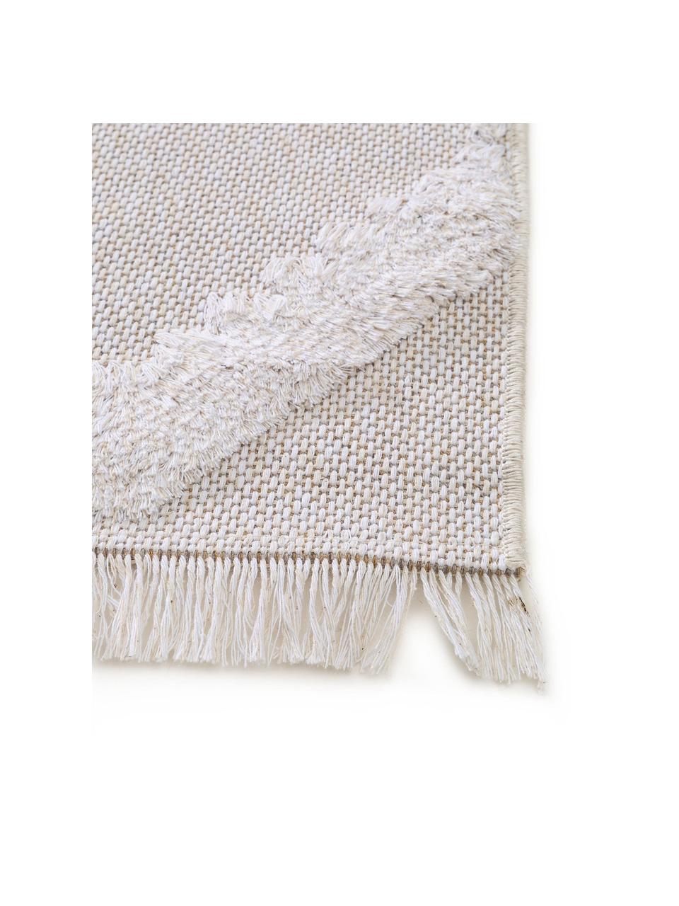 Tappeto in cotone lavato con motivo a rilievo Oslo, 100% cotone, Bianco crema, beige, Larg. 190 x Lung. 280 cm