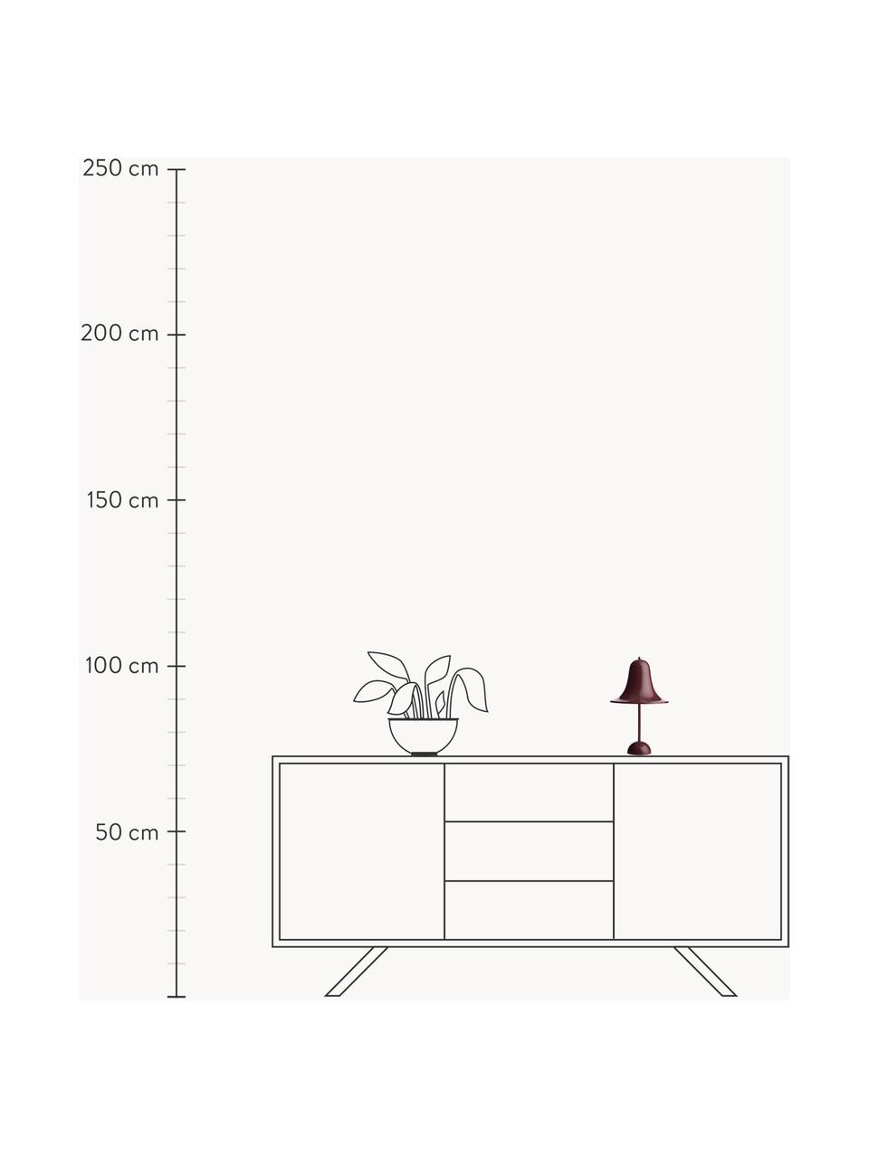 Mobilna lampa stołowa LED z funkcją przyciemniania Pantop, projekt Verner Panton, Tworzywo sztuczne, Bordowy, błyszczący, Ø 18 x W 30 cm