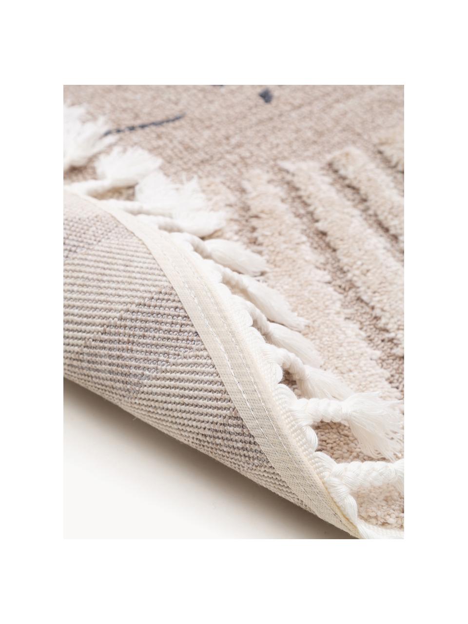 Kulatý dětský koberec se střapci a různou výškou povrchu Momo, 100 % polyester, Odstíny béžové, Ø 120 cm (velikost S)