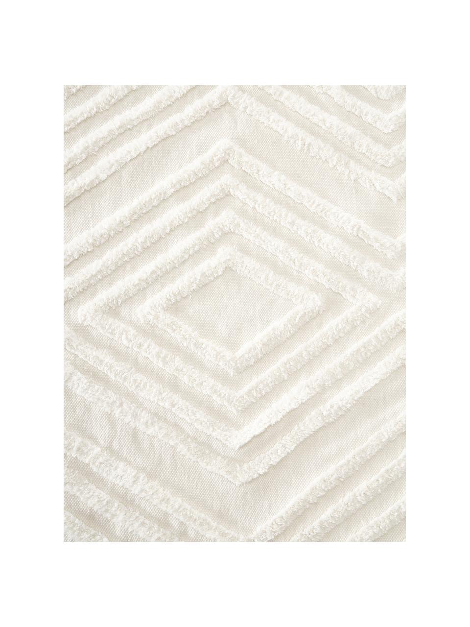 Runder Baumwollteppich Ziggy mit erhabener Hoch-Tief-Struktur, 100% Baumwolle, Cremeweiss, Ø 120 cm (Grösse S)