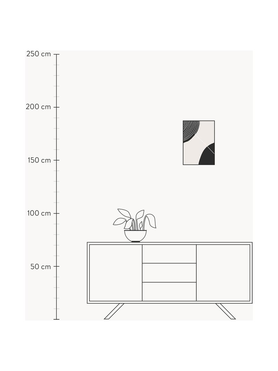 Impression numérique encadrée Feminine Doodles, Noir, beige, blanc, larg. 32 x long. 42 cm