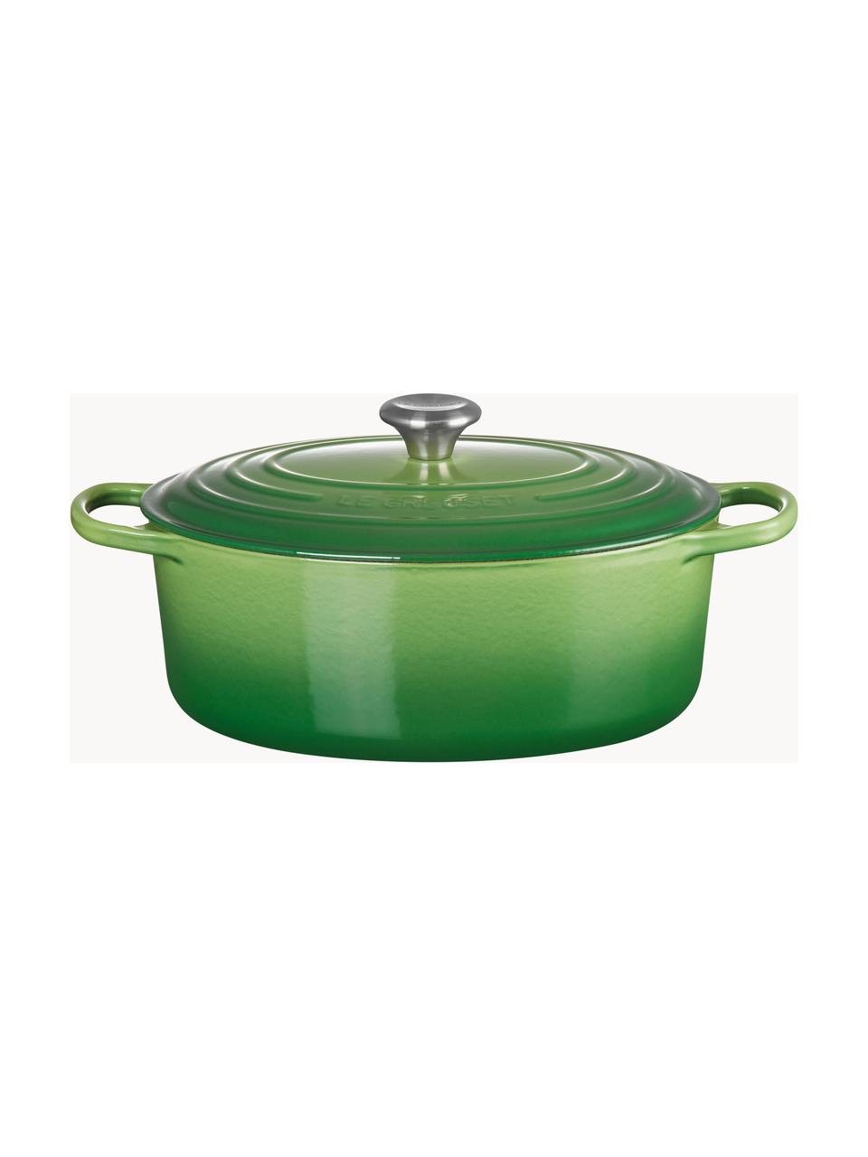 Cocotte ovale en fonte émaillée Signature Collection, Fonte, émaillée, Tons verts, larg. 31 x 18 cm, 6,3 L