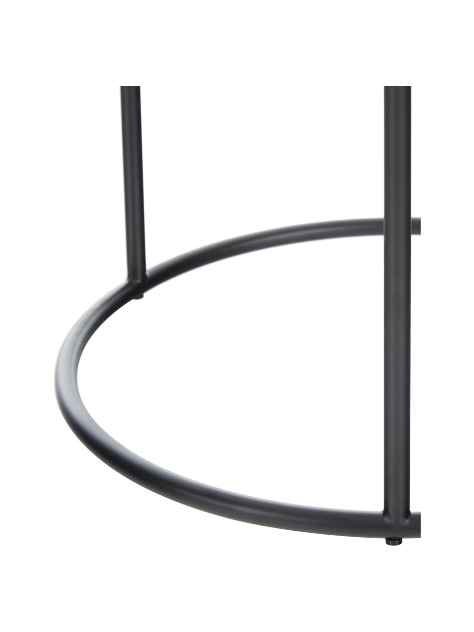 Tavolino rotondo con piano in marmo Ella, Struttura: metallo verniciato a polv, Bianco marmorizzato, nero, Ø 40 x Alt. 50 cm