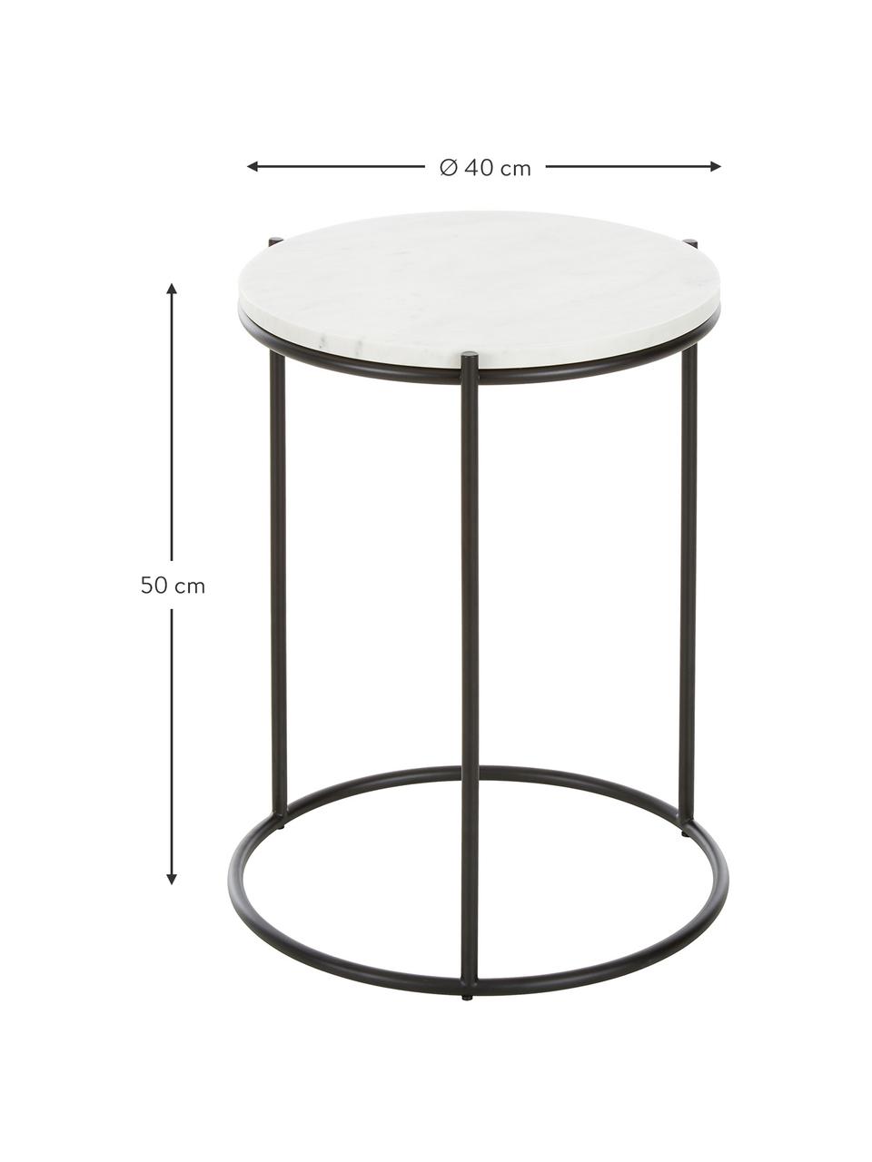 Table d'appoint ronde en marbre Ella, Blanc, marbré, noir, Ø 40 x haut. 50 cm