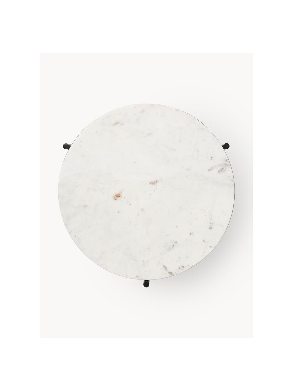 Okrągły stolik pomocniczy z marmuru Ella, Blat: marmur, Stelaż: metal malowany proszkowo, Biały, marmurowy, czarny, Ø 40 x W 50 cm