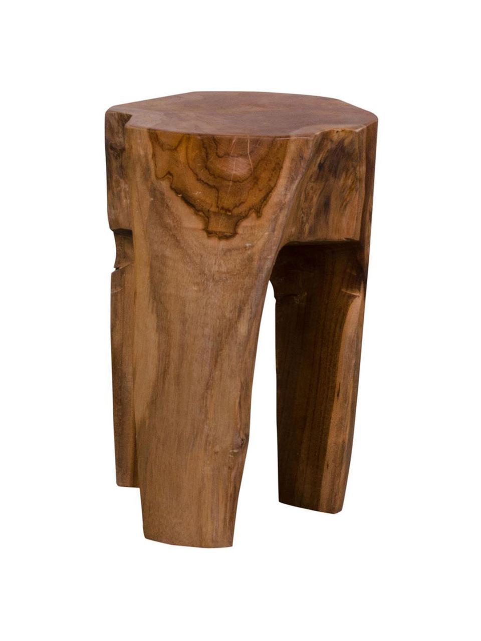 Taburete de madera maciza Rose, Madera de teca, Marrón, Ø 26 x Al 40 cm