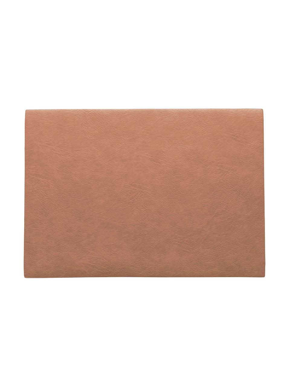 Manteles individuales de cuero sintético Plini, 2 uds., Cuero sintético vegano, poliuretano, Rosa coral, An 33 x L 46 cm