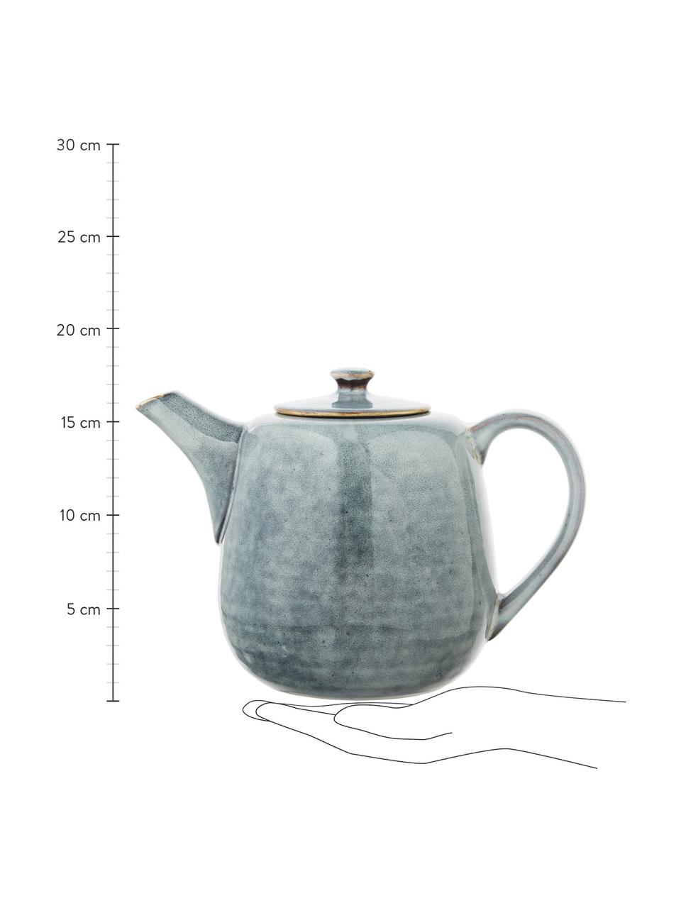Ręcznie wykonany dzbanek do herbaty Nordic Sea, 1,3 l, Kamionka, Odcienie szarego, odcienie niebieskiego, 1,3 l