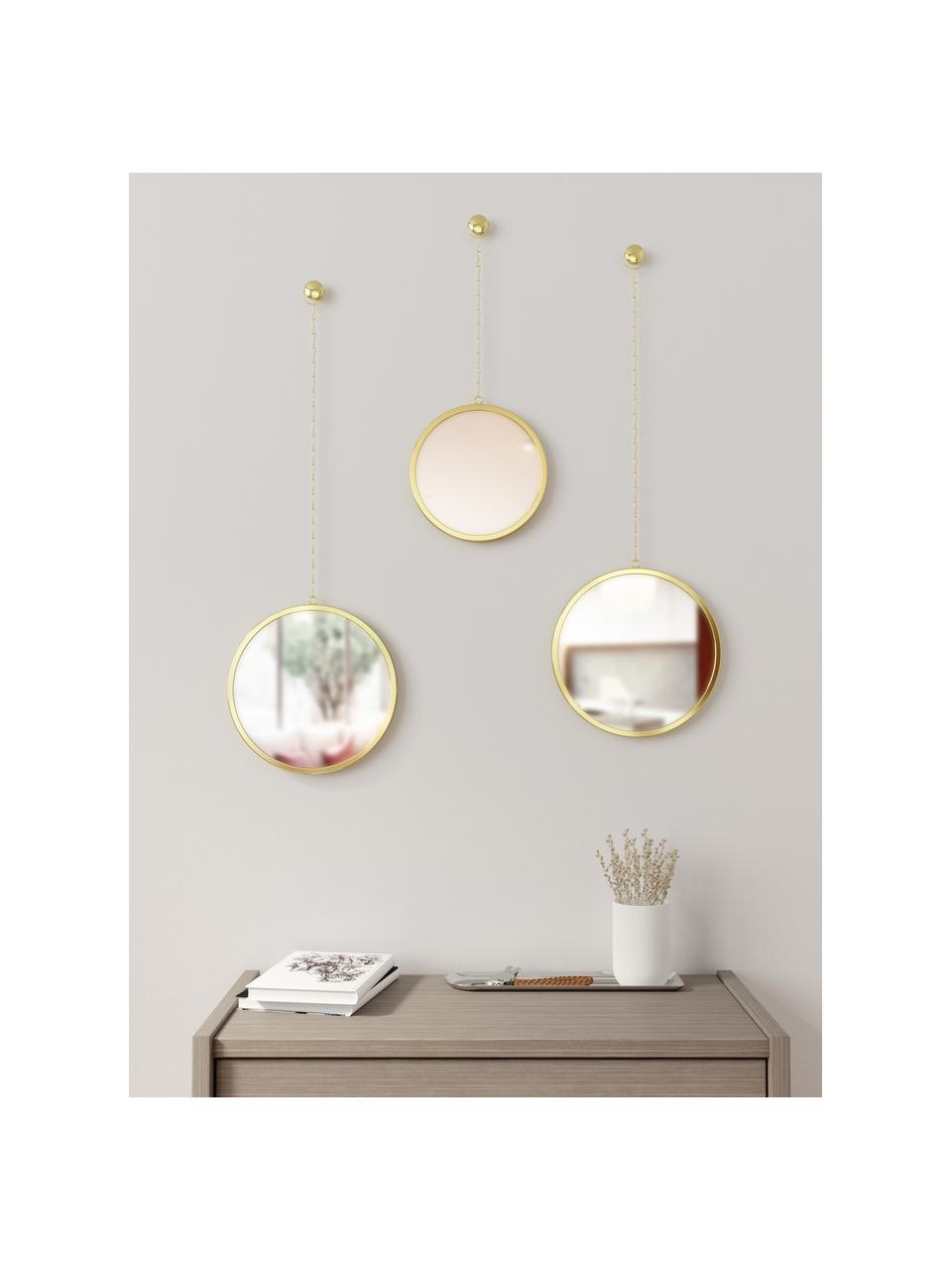 Rundes Wandspiegel-Set Dima mit goldfarbenem Metallrahmen, 3-tlg., Rahmen: Metall, beschichtet, Spiegelfläche: Spiegelglas, Goldfarben, Set mit verschiedenen Größen
