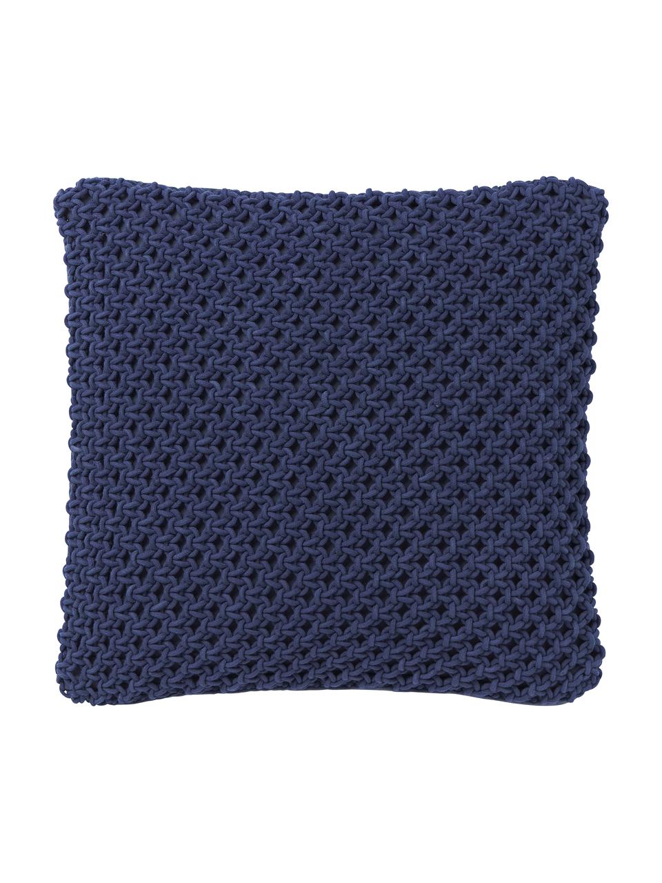 Strick-Kissenhülle Gabrielle aus Baumwolle, 100 % Baumwolle

Das in diesem Produkt verwendete Material ist schadstoffgeprüft und zertifiziert nach STANDARD 100 by OEKO-TEX®, 11.HIN.00050, Hohenstein HTTI., Dunkelblau, B 45 x L 45 cm