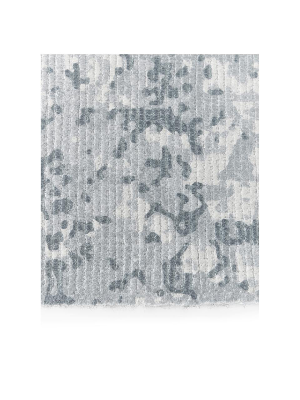 Handgeweven laagpolige loper Nantes, 100% polyester, GRS-gecertificeerd, Grijsblauw, B 80 x B 250 cm