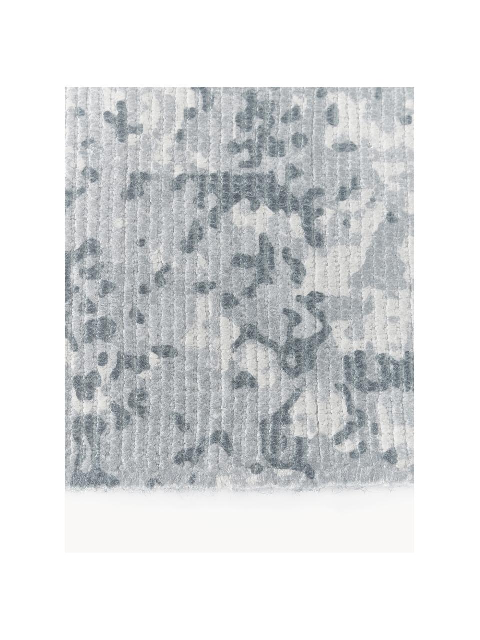 Handgewebter Kurzflor-Läufer Nantes, 100 % Polyester, GRS-zertifiziert, Graublau, B 80 x L 250 cm